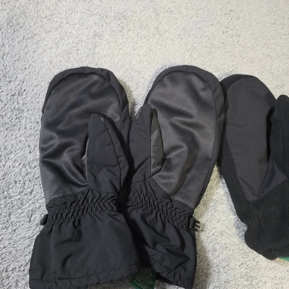 L.L. Bean Womens Large 3-in-1 Mittens Black Insulated Nylon Fleece Liners OJWC3
